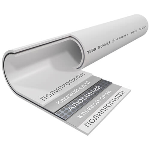 Труба арм. д.40 SDR 6 алюм Tebo белый (2/10)