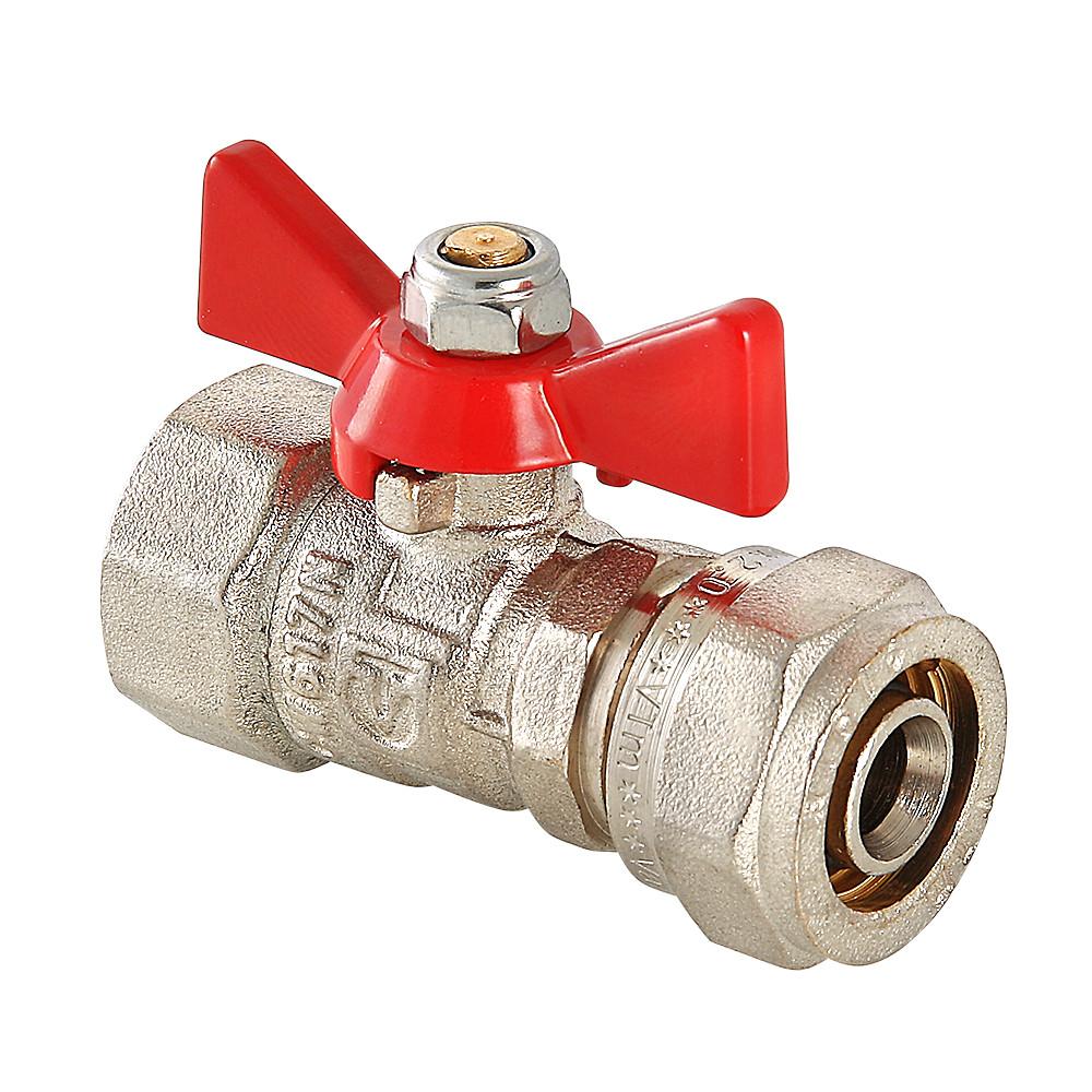 Кран шар. под обжим, рукоятка бабочка 16х1/2 вн. VALTEC 14/224