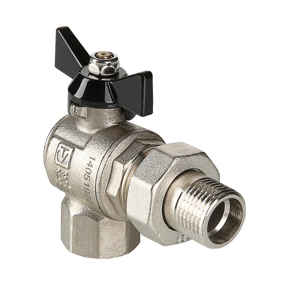 Кран VALTEC шар. PERFECT угловой с полусгоном 1/2" вн.-нар. 8/48