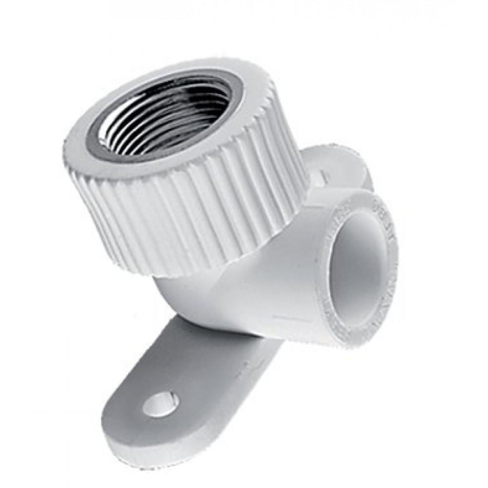 Угольник комб. ВР 20*1/2 с креплением TEBO белый (20/100)