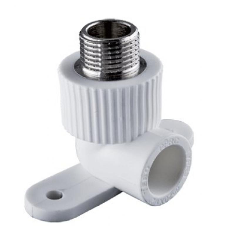 Угольник комб. НР 20*1/2 с креплением TEBO белый (20/80)