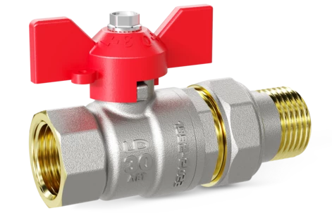 Кран шаровой водяной LD Pride 1/2" В-ГШ (американка) бабочка красный (19)