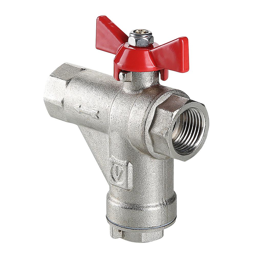 Кран VALTEC шар. со встроенным прямым фильтром, рукоятка бабочка 3/4" вн.-вн. 5/20