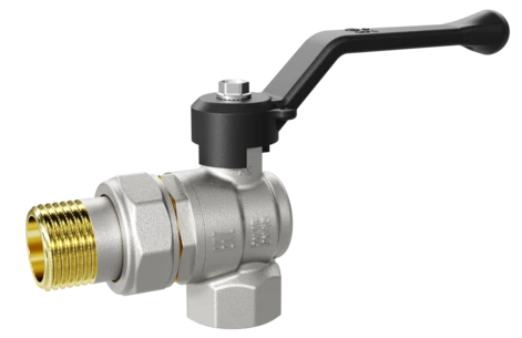 Кран шаровой водяной угловой LD Pride 1/2" В-ГШ (американка) ручка черный (14)