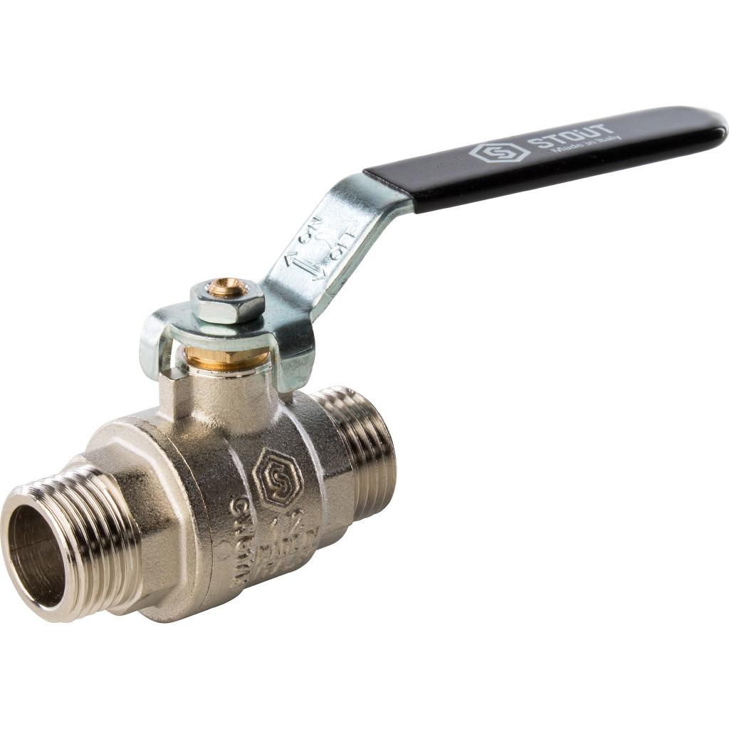 Кран шаровой STOUT полнопроходной, НР/НР, ручка рычаг 1 1/4