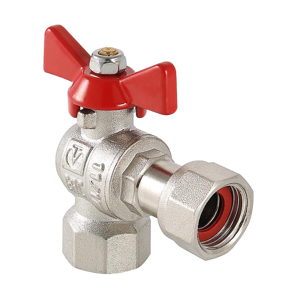Кран VALTEC шар. BASE угловой с накидной гайкой 1/2" вн.-вн. 15/60