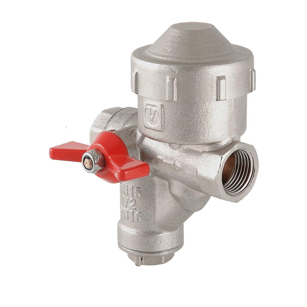 Кран VALTEC шар КФРД. со встроенным фильтром и редуктором давления, рукоятка бабочка 1/2" вн.-вн. (л