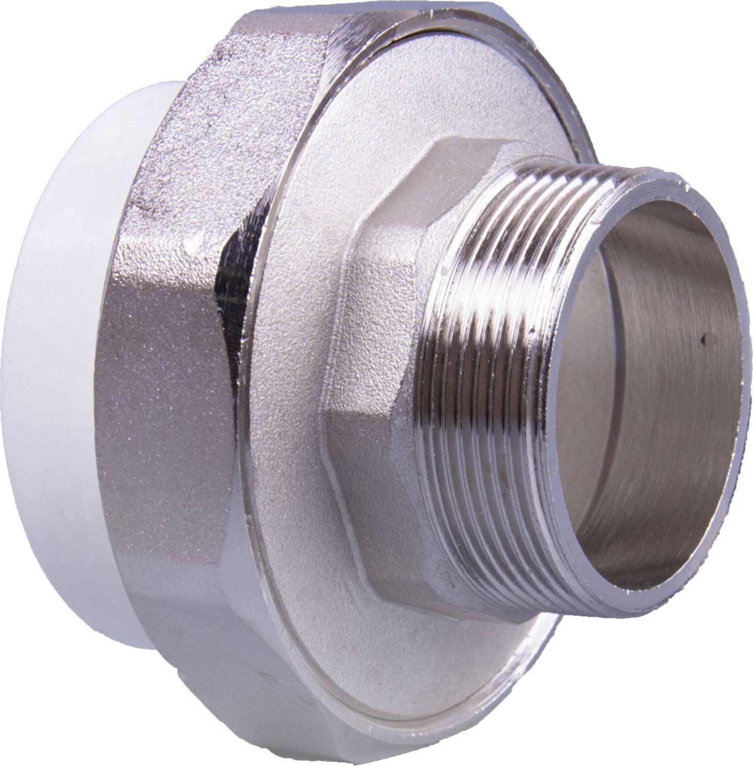 Муфта комб. разъем. НР 50*1 1/2 евроконус TEBO белый (5/25)