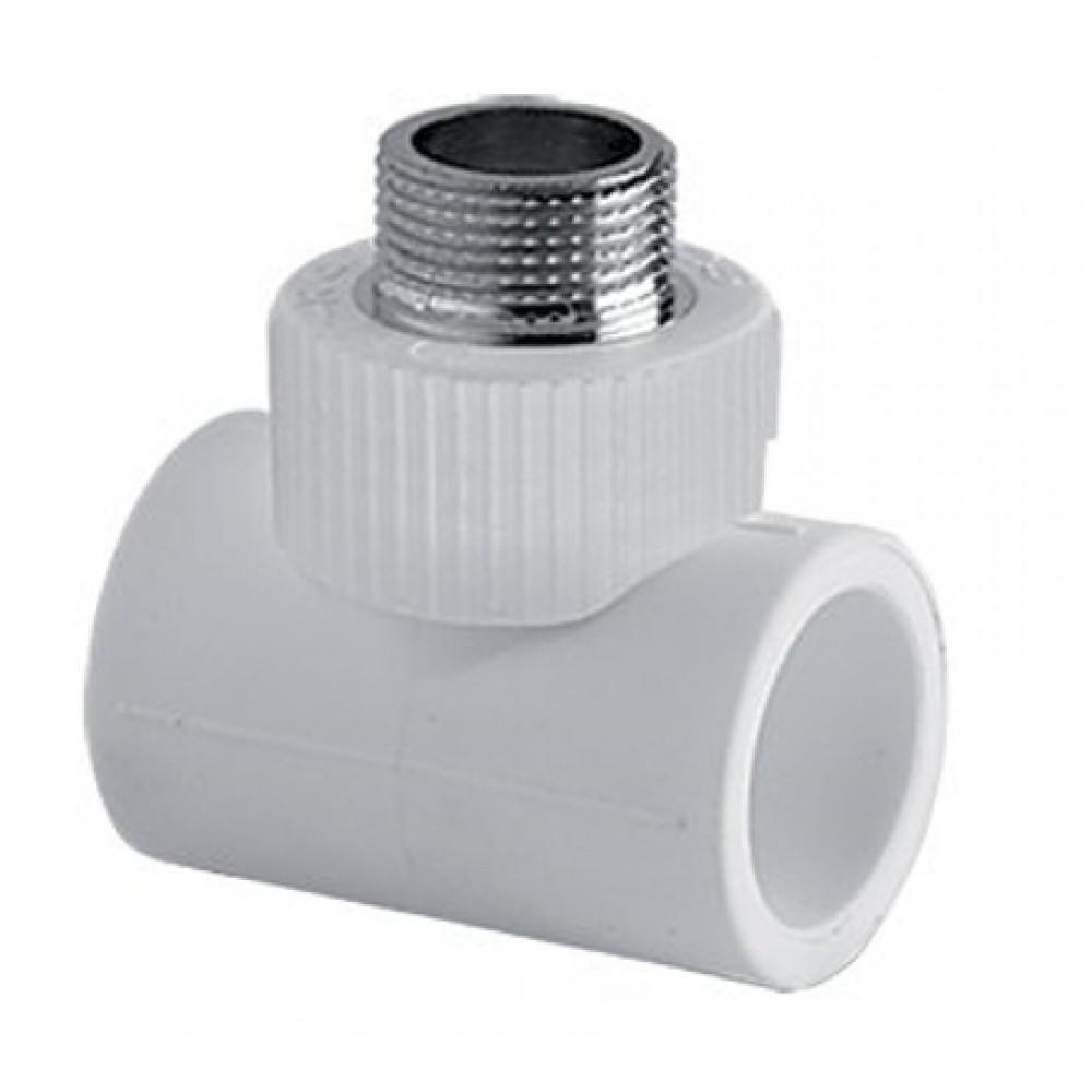 Тройник комб. НР 25*1/2 TEBO белый (15/90)