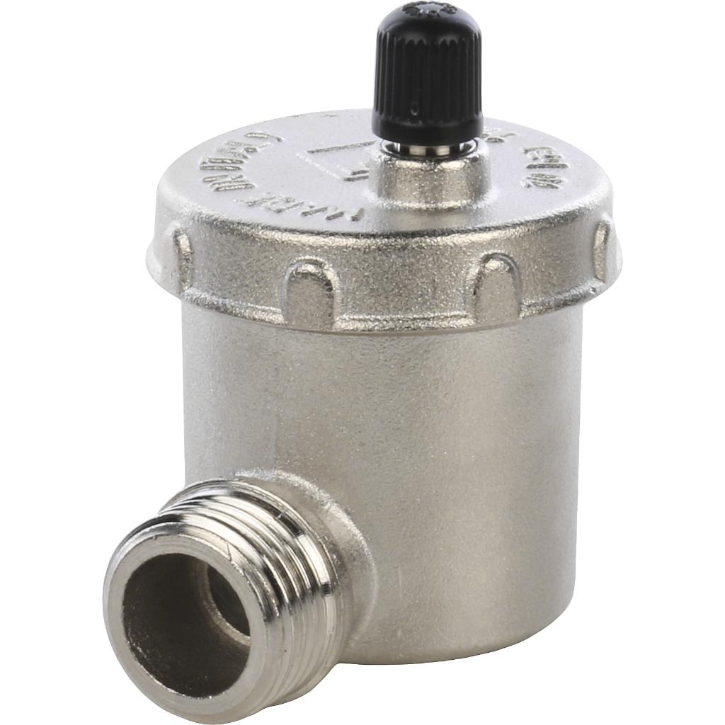 Воздухоотводчик STOUT автоматический вертикальный выпуск, угл.подкл. нар.р. 1/2" никель.