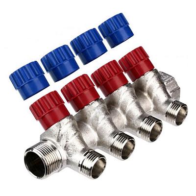 Коллектор свентилями, 3/4"х2 вых. 1/2" нар. ALTSTREAM 3/24