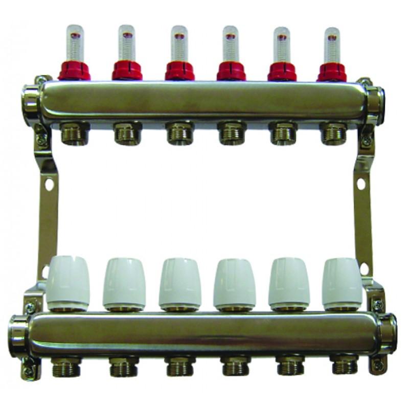 Коллектор с расходомерами, сталь 1"х4х3/4" ALTSTREAM 1/10