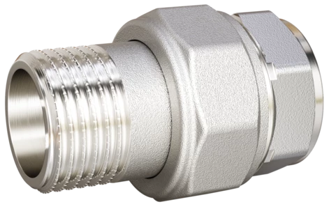 Сгон разъемный угловой (американка) LD DN15 (1/2") ВР/НР латунь никель