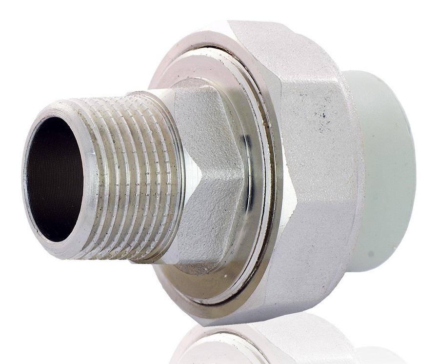 Муфта разъем. НР 32*1 1/4 TEBO серый (5/60)