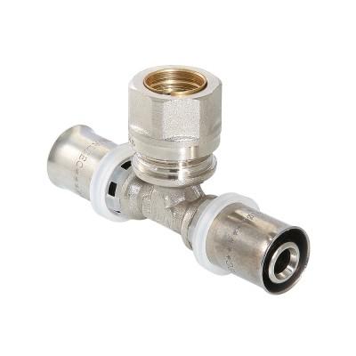 Тройник пресс 20x16мм с переходом на обжим 15мм VALTEC