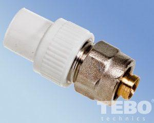 Переходник комбинированный 20 на 16х2 (цанга) TEBO серый (50/300)