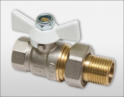 Кран шаровой полнопроходной c накидной гайкой бабочка 1/2" белая ручка (шт.) ALTSTREAM