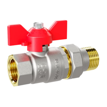 Кран шаровой водяной LD Pride 1 1/4" В-ГШ (американка) бабочка красный (4)