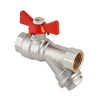 Кран VALTEC шар. со встроенным фильтром, рукоятка бабочка 1/2" вн.-вн. 8/96